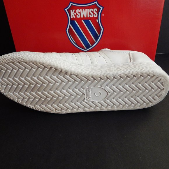 LIKE NEW! WORN 1x - MENS Classic Varsity K-SWISS White Leather Sneakers - Picture 6 of 7